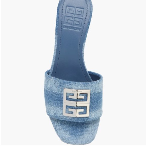 Givenchy 4G Block Heel Slide Sandal Mule Denim Blue Italy Sz.38.5 - Picture 2 of 11